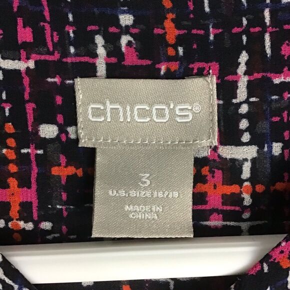 Chicos Top Size XL/16 Multi Color Sheer Long Sleeve Button Up Shirt Polyester - Picture 13 of 16